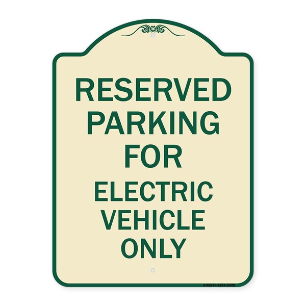 Parking Reserved for Electric Vehicle Heavy-Gauge Aluminum Sign, 24" x 18", TG-1824-23391